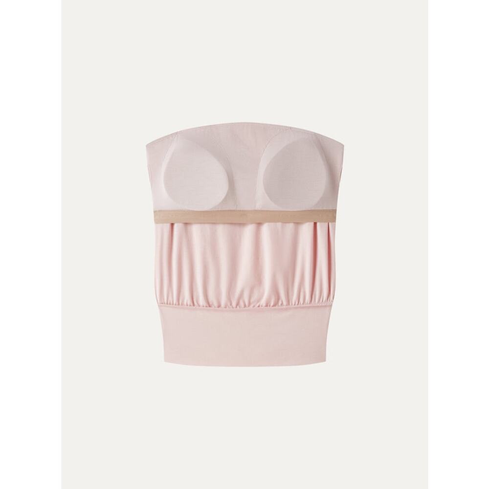 NWT OGL Off White Cream Lyocell Bandeau Banded Hem Built In Brami Bra Top S $45 - Picture 6 of 7